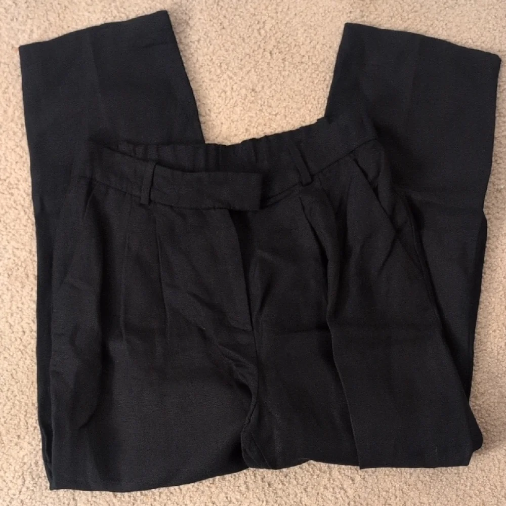 H&M Linen Blend Black Trouser Pants Size 8